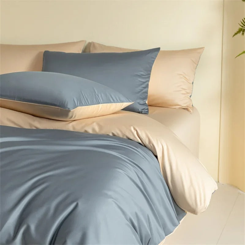 Pastel Colors Egyptain Cotton Bedding Set with Duvet Cover - 600TC