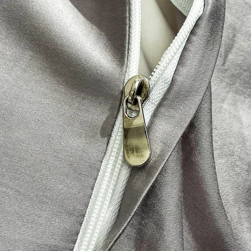 Luxury Silver Gray Geometric Style Bedding Set with Duvet Cover - 1200TC