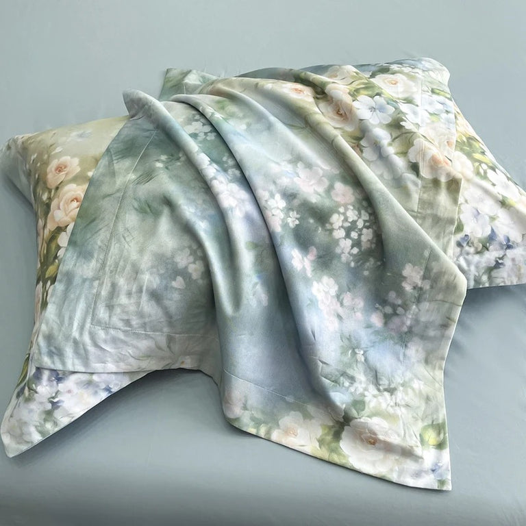 Dreamy Watercolor Floral Cotton Bedding Set with Duvet Cover – 500TC