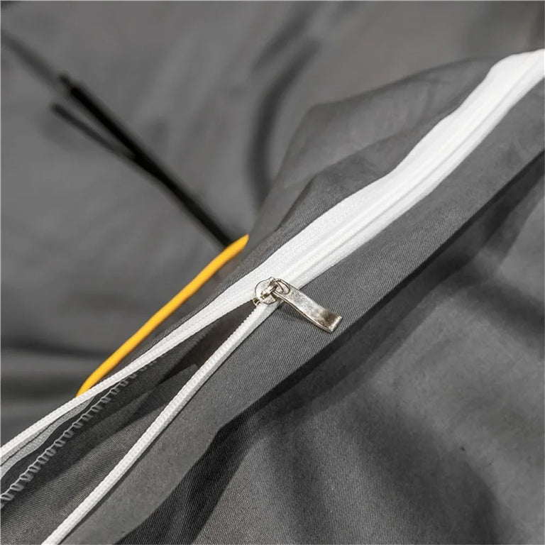 Black Bedding Set with Gold Piping & Signature Embroidery - 400TC