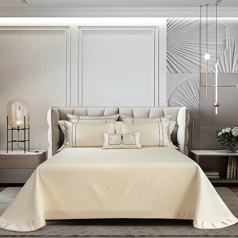 Ivory White Egyptian Cotton Bedding Set with Duvet Cover - 1500TC