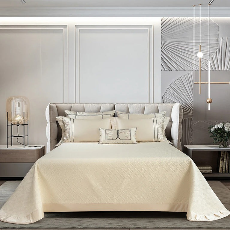 Ivory White Egyptian Cotton Bedding Set with Duvet Cover - 1500TC