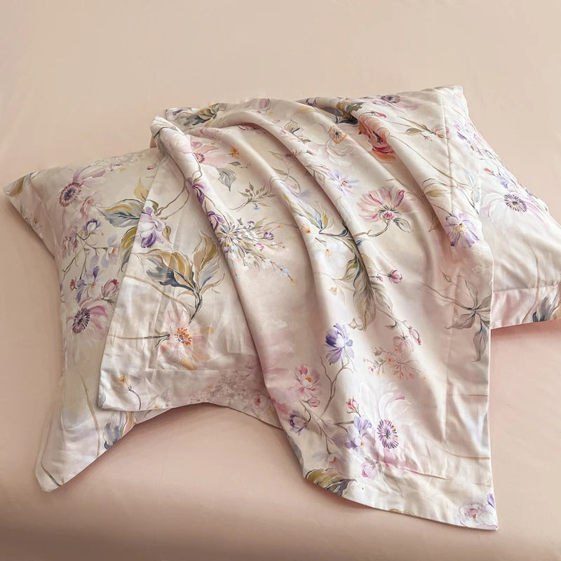 Charming Floral Print Cotton Bedding Set with Duvet Cover - 500TC