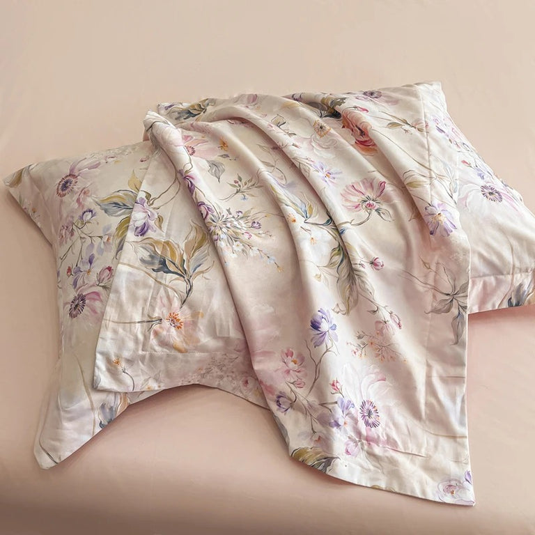 Charming Floral Print Cotton Bedding Set with Duvet Cover - 500TC