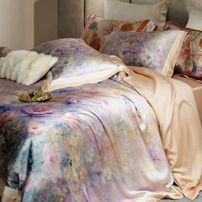 Soft Pastel Bloom Egyptian Cotton Bedding Set - 1500TC