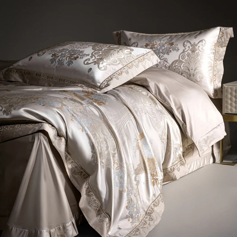 Royal Silky Satin Egyptian Cotton Bedding Set with Duvet Cover - 1200TC