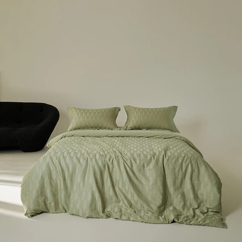 Red Floral Jacquard Bedding Set with Duvet Cover - 900TC