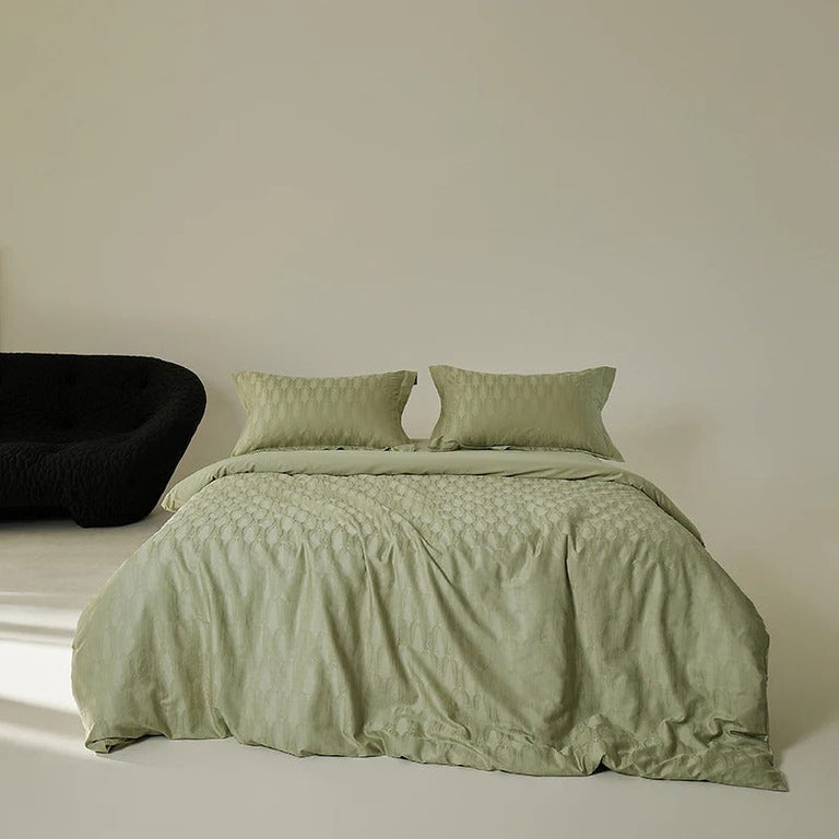 Red Floral Jacquard Bedding Set with Duvet Cover - 900TC