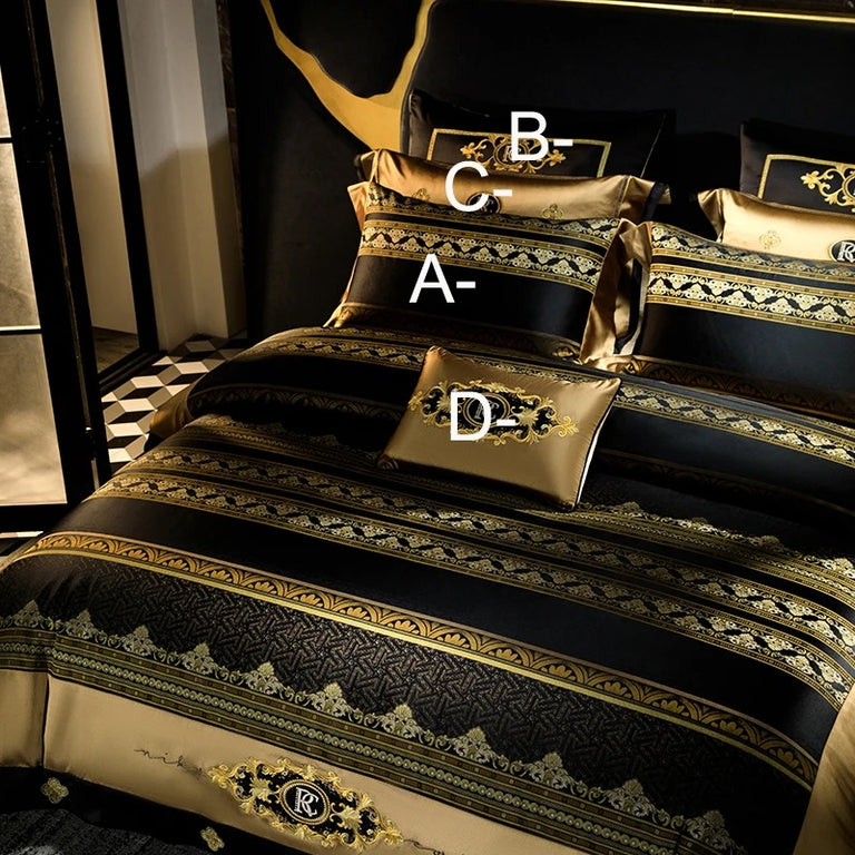 Black & Gold Egyptian Cotton Bedding Set with Duvet Cover - 1000TC