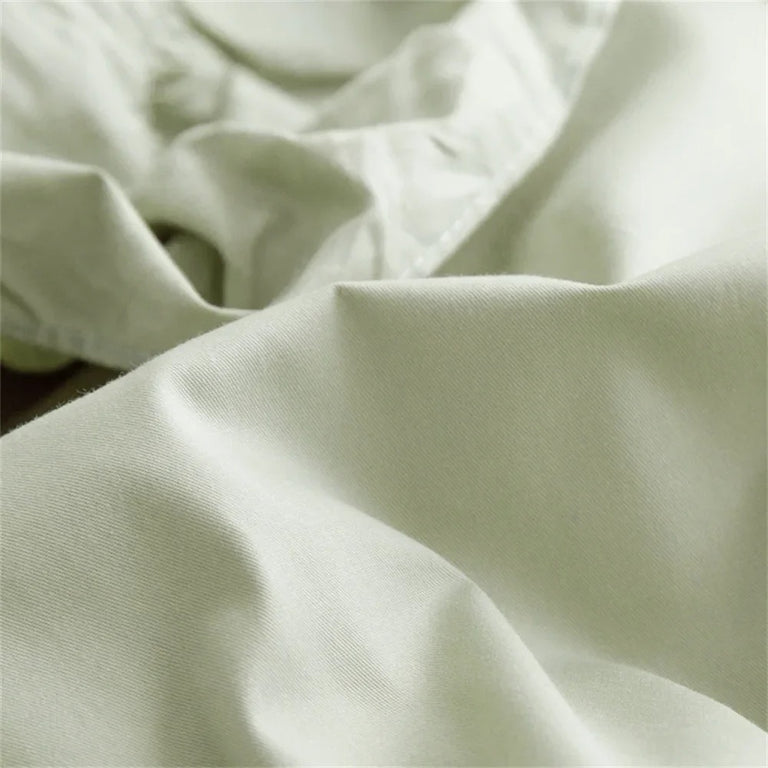 Sage Green Ruffled Edge Egyptian Cotton Bedding Set - 600TC