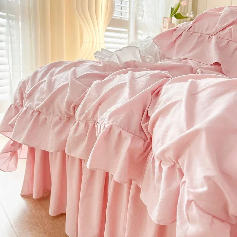 Princess Style Cotton Bed Sheet Set With Duvet Cover - 600TC