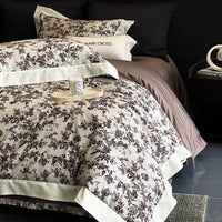 Vintage Floral Printed Bedding Set with Satin Border - 1000TC