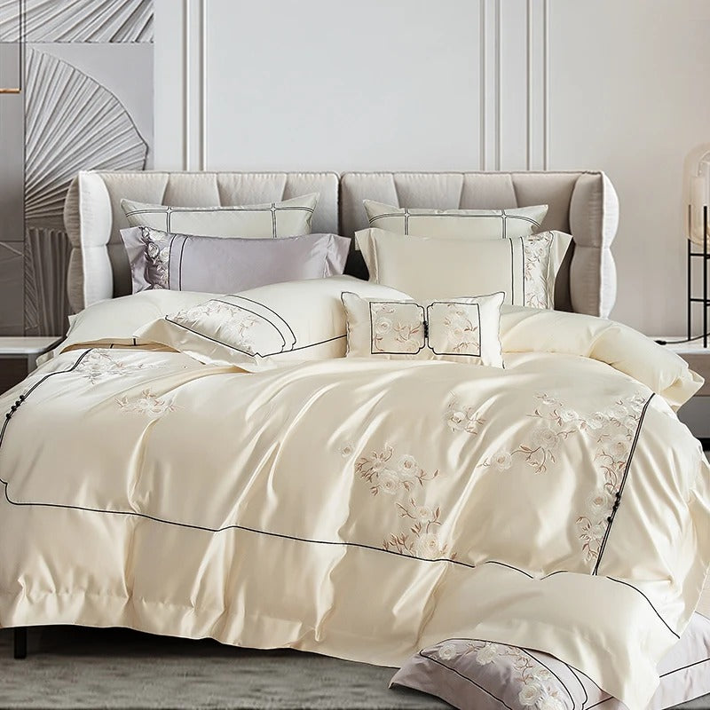Egyptian Cotton Ivory White Bedding Set - 1500TC