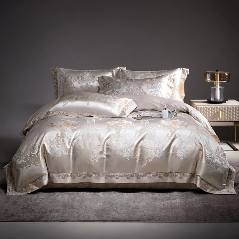 Royal Silky Satin Egyptian Cotton Bedding Set with Duvet Cover - 1200TC