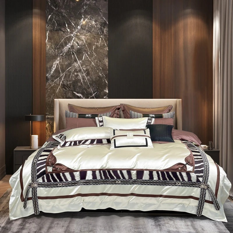 Geometric Luxe Egyptian Cotton Bedding Set with Duvet Cover - 1500TC