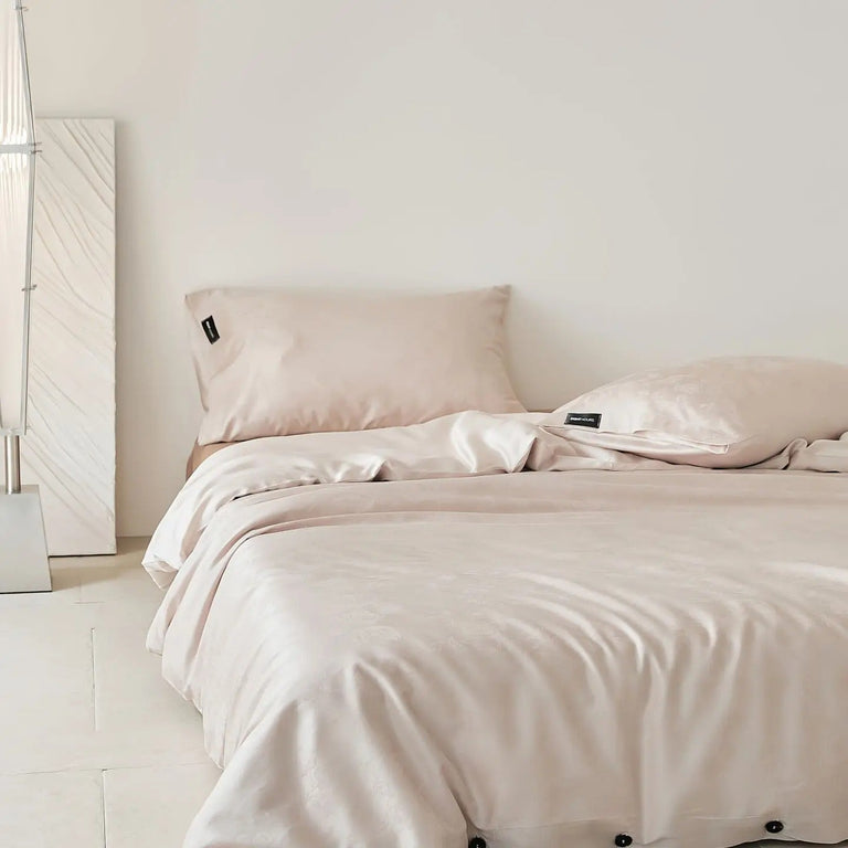 Charcoal Floral Jacquard Bedding Set with Duvet Cover - 600TC