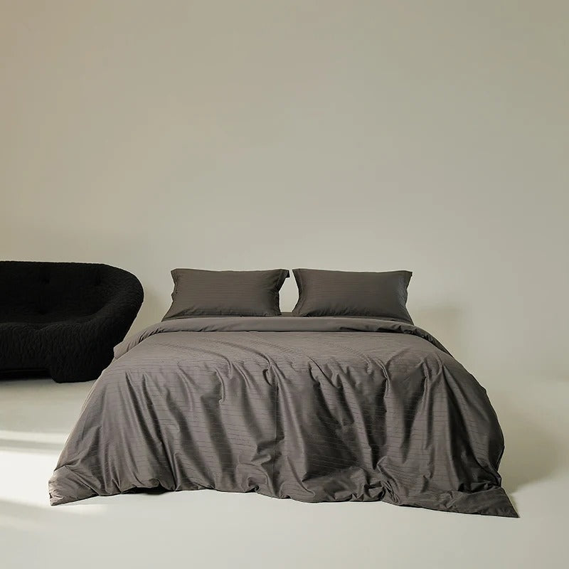 Red Floral Jacquard Bedding Set with Duvet Cover - 900TC