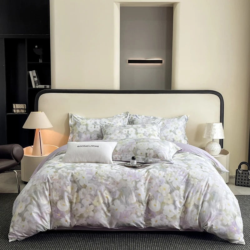 Dreamy Watercolor Floral Cotton Bedding Set with Duvet Cover – 500TC
