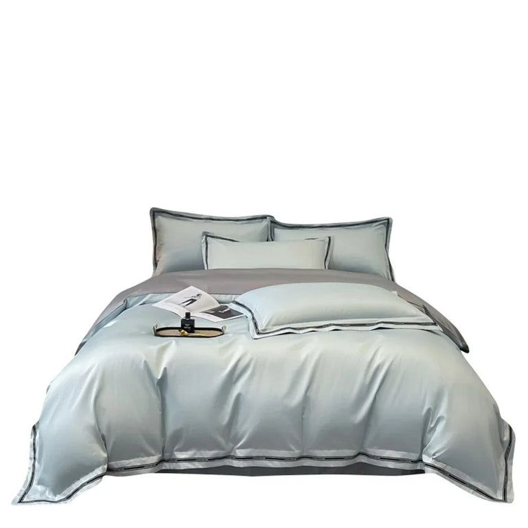 Ivory Egyptian Cotton Bedding Set with Stylish Border - 1000TC