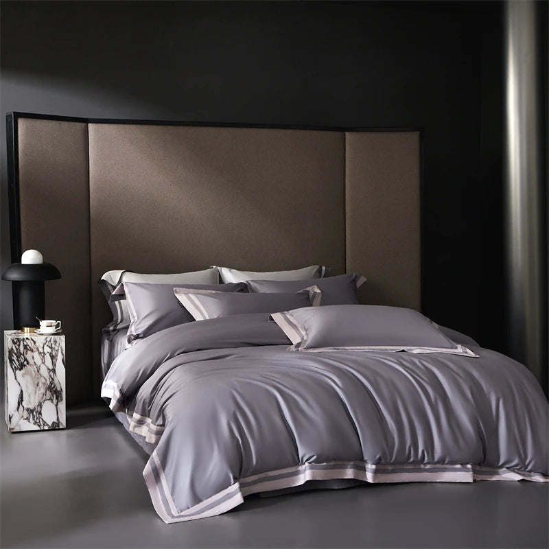 Plain Egyptian Cotton Bedding Set 1000TC | Soft Mauve duvet cover angle view