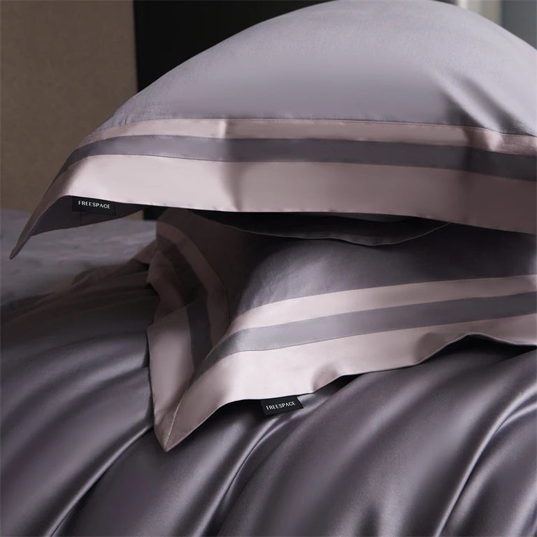 Plain Egyptian Cotton Bedding Set 1000TC | Soft Mauve pink border close up