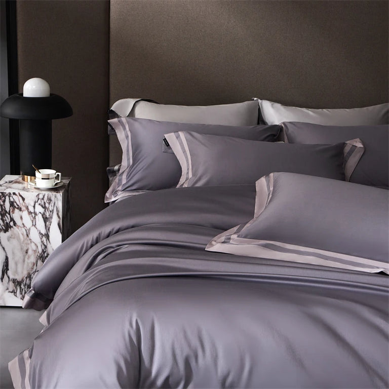 Plain Egyptian Cotton Bedding Set 1000TC | Soft Mauve pillowcases and duvet cover