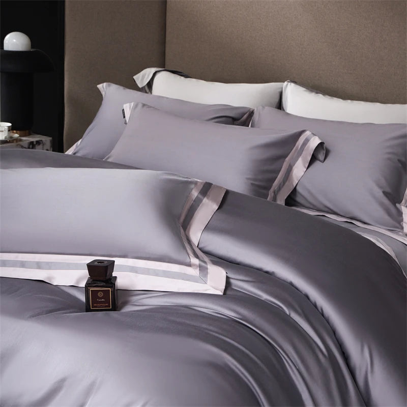 Plain Egyptian Cotton Bedding Set 1000TC | Soft Mauve bedding side view