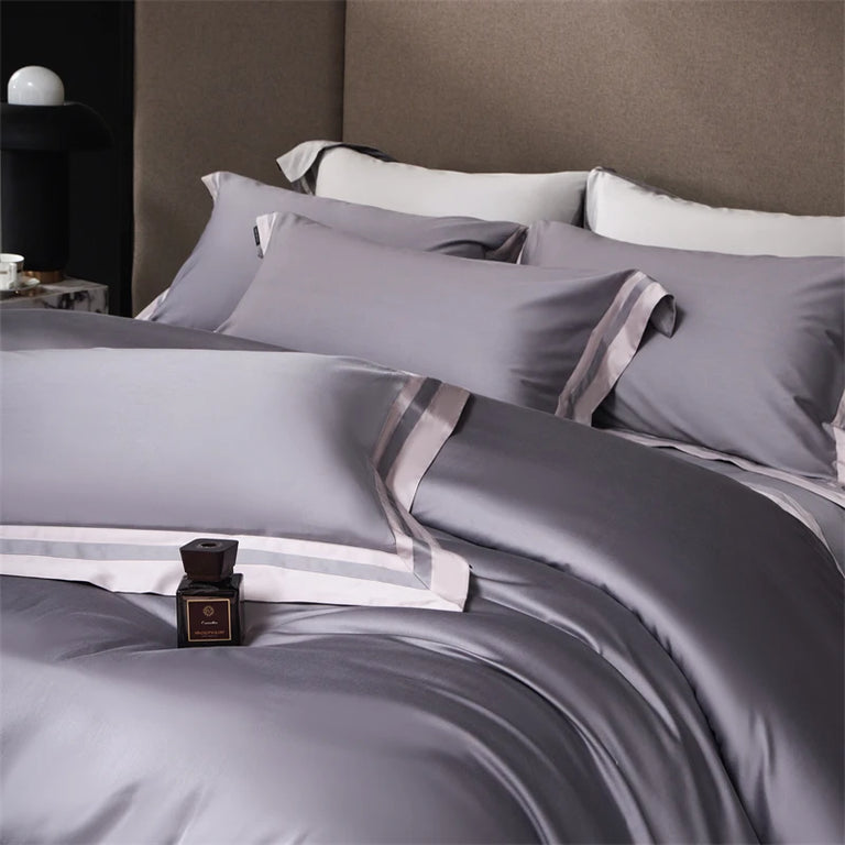 Plain Egyptian Cotton Bedding Set 1000TC | Soft Mauve bedding side view