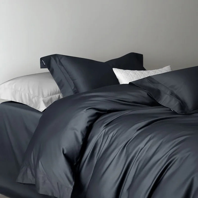Plain Egyptian Cotton Bedding Set 1200TC | Deep Slate duvet cover angle view