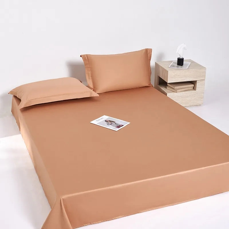 Plain Egyptian Cotton Bedding Set 600TC | Caramel flat sheet