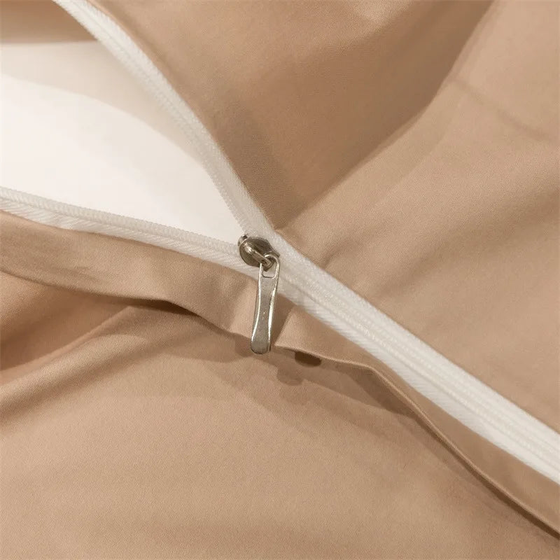 Plain Egyptian Cotton Bedding Set 800TC | Pearl White hidden zip close up