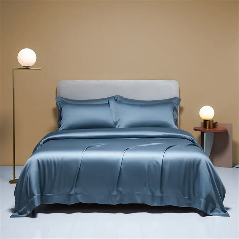 Plain Egyptian Cotton Bedding Set 800TC | Solid Colours in Denim Blue
