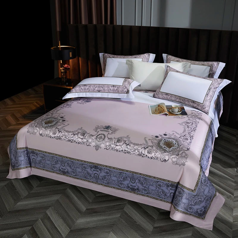Printed Egyptian Cotton Bedding Set 1000TC | Heritage Prints in Lilac Medallion