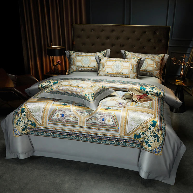 Printed Egyptian Cotton Bedding Set 1000TC | Heritage Prints in Sage Medallion