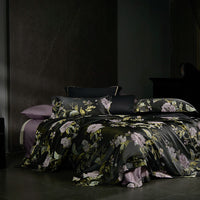 Printed Egyptian Cotton Bedding Set 1200TC | Black Peony