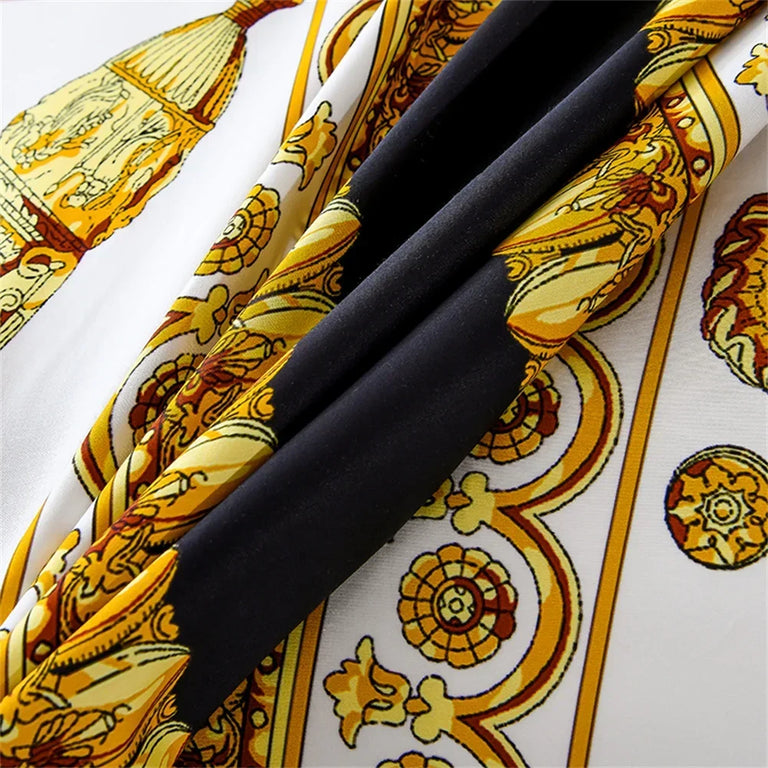 Printed Egyptian Cotton Bedding Set 1200TC | Golden Baroque fabric close up