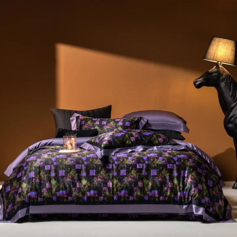 Printed Egyptian Cotton Bedding Set 1200TC | Violet Mosaic - Egyptian Bedding