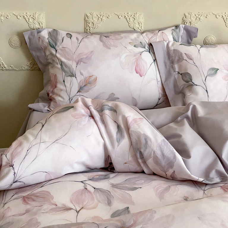 Printed Egyptian Cotton Bedding Set 600TC | Watercolour Petals pillowcase and print