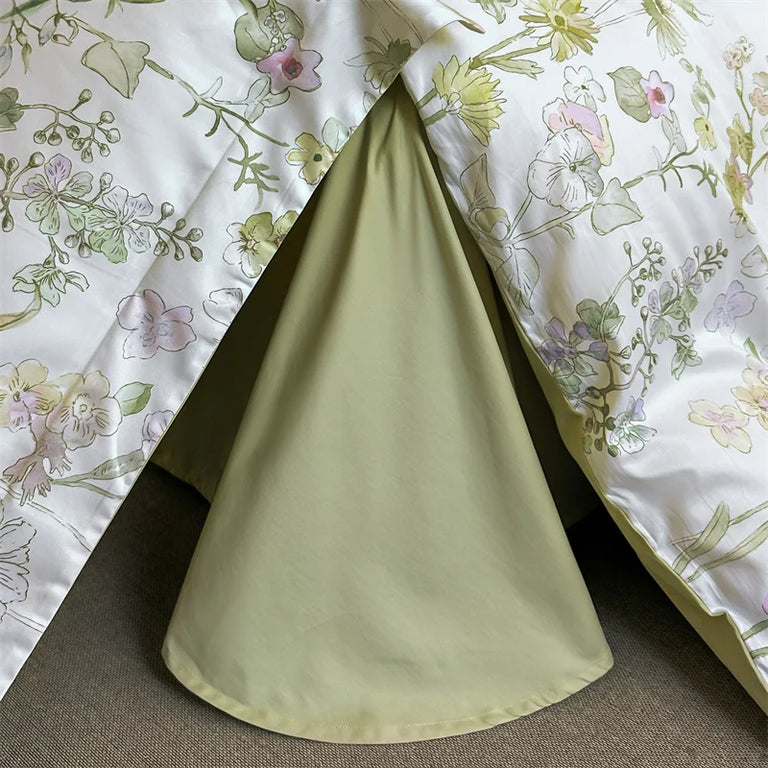 Floral Egyptian Cotton Bedding Set 600TC | Sage Wildflower with sage green sheet