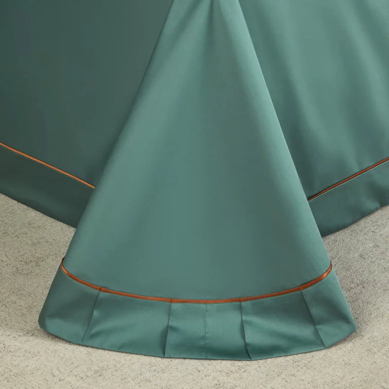 Sateen Egyptian Cotton Bedding Set 1000TC | Hemstitch Border plain sheet corner