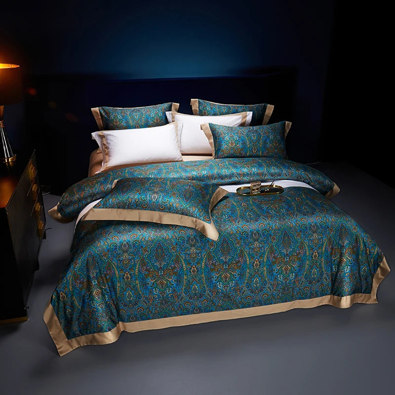Sateen Egyptian Cotton Bedding Set 1000TC | Royal Paisley - Egyptian Bedding
