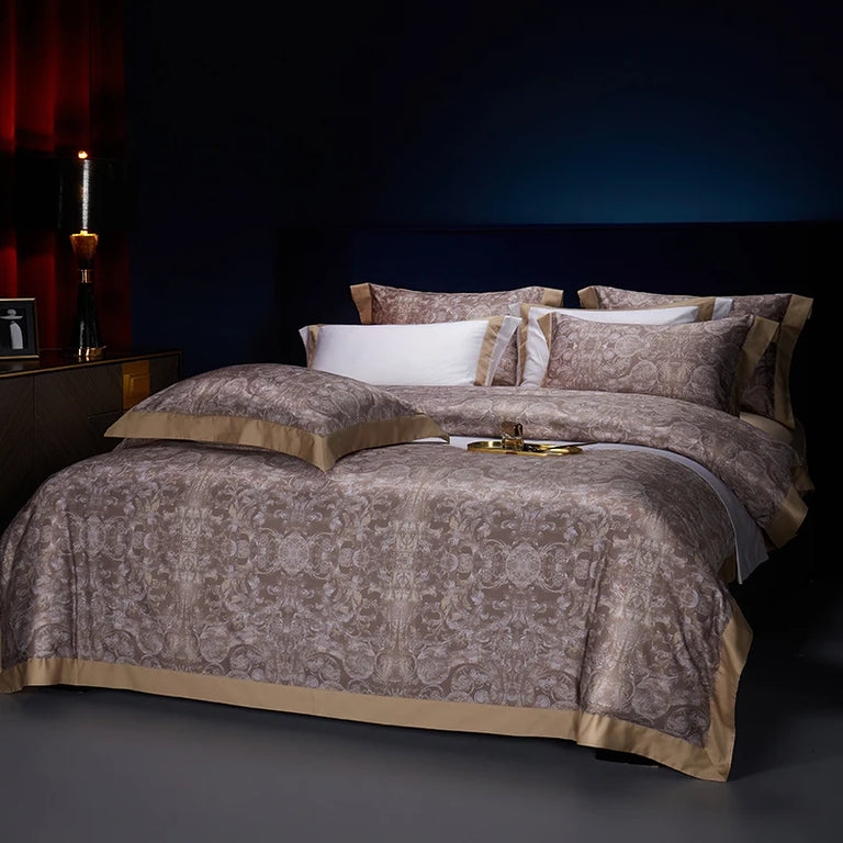 Sateen Egyptian Cotton Bedding Set 1000TC | Royal Paisley in Dusty Mauve