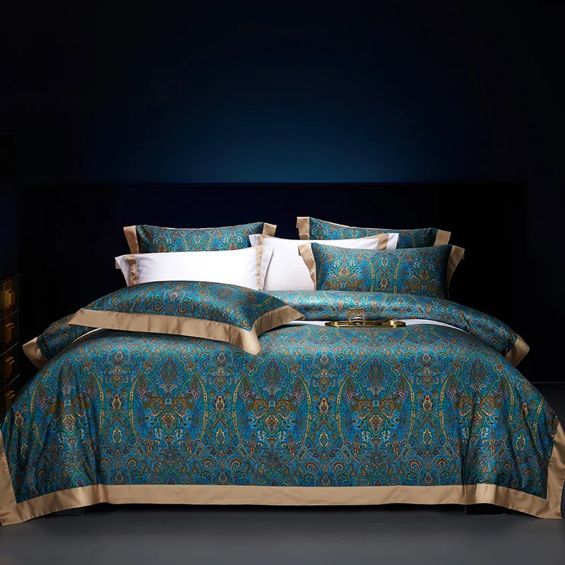 Sateen Egyptian Cotton Bedding Set 1000TC | Royal Paisley - Egyptian Bedding