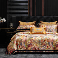 Silk and Egyptian Cotton Bedding Set 1200TC | Gold Baroque