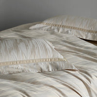 Silk and Egyptian Cotton Jacquard Bedding Set 1200TC | Ivory Stripe