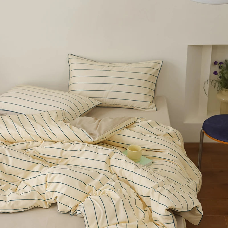 Striped Egyptian Cotton Bedding Set 600TC | Fine Stripe in Butter Yellow
