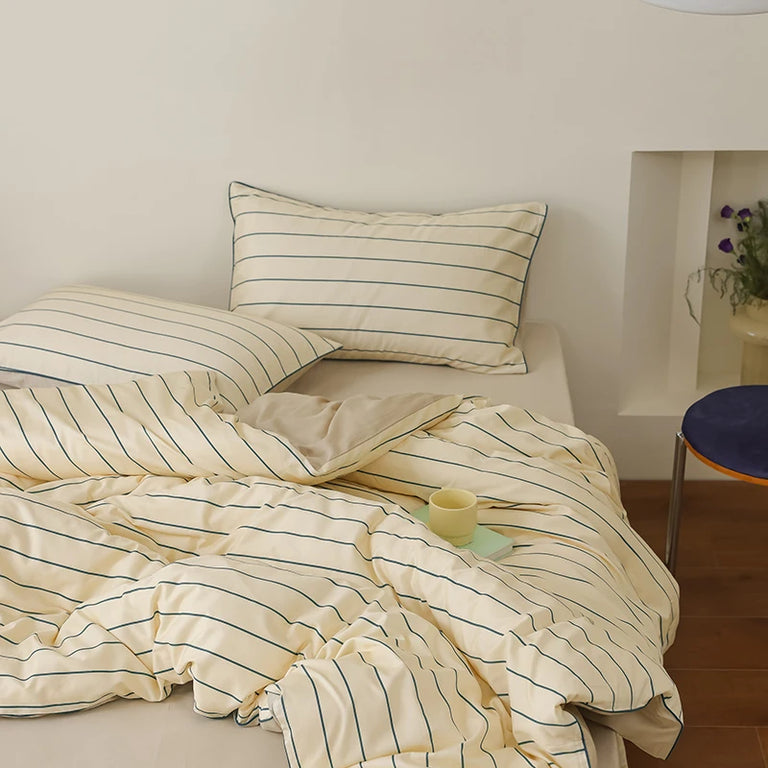 Striped Egyptian Cotton Bedding Set 600TC | Fine Stripe in Butter Yellow