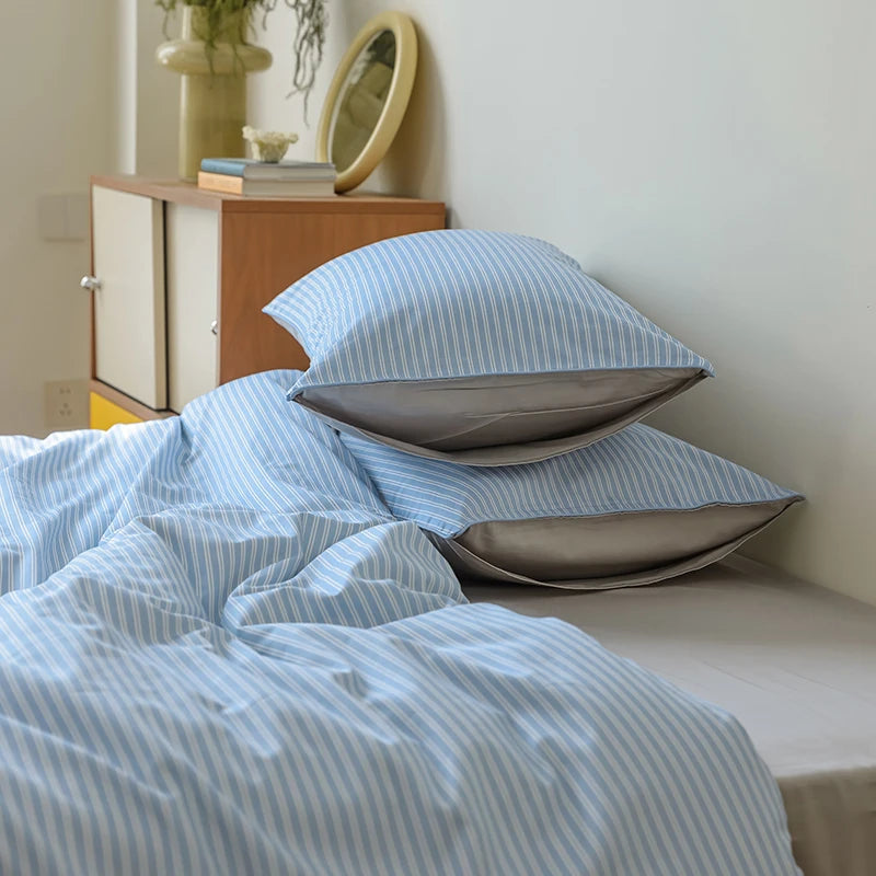 Striped Egyptian Cotton Bedding Set 600TC | Fine Stripe pillowcases and duvet cover