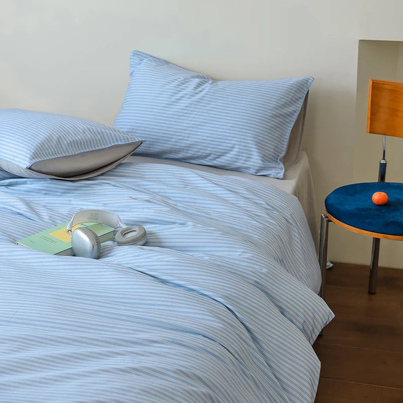 Striped Egyptian Cotton Bedding Set 600TC | Fine Stripe pillowcases
